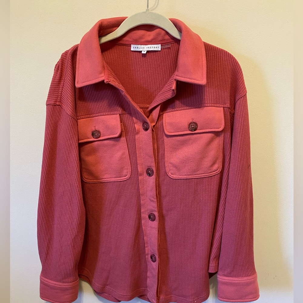 English Factory coral cotton blend textured shirt / shacket size medium
